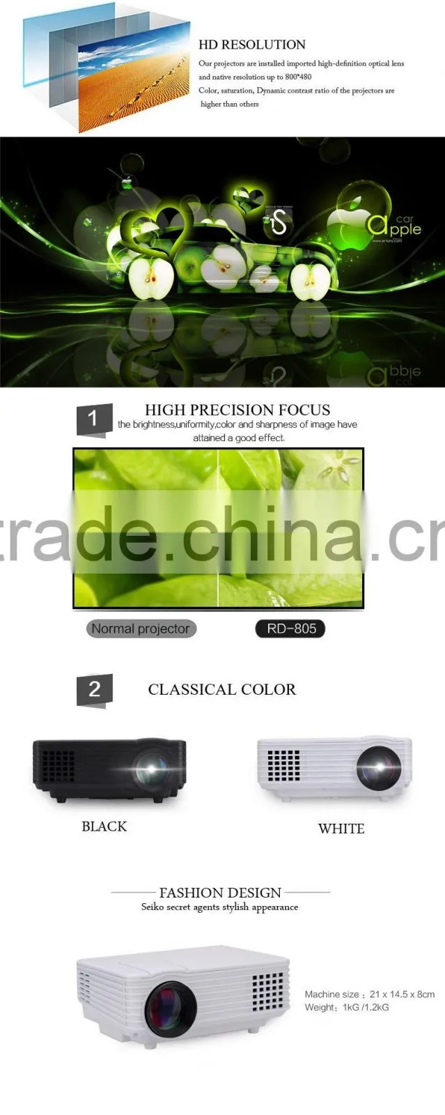 Hot Selling Portable Mini LED Lamp Projector For Home Education Full HD Video Projectors