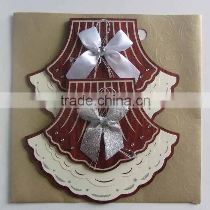 Scallop Shape Personalised Vintage Wooden Wedding Invitations