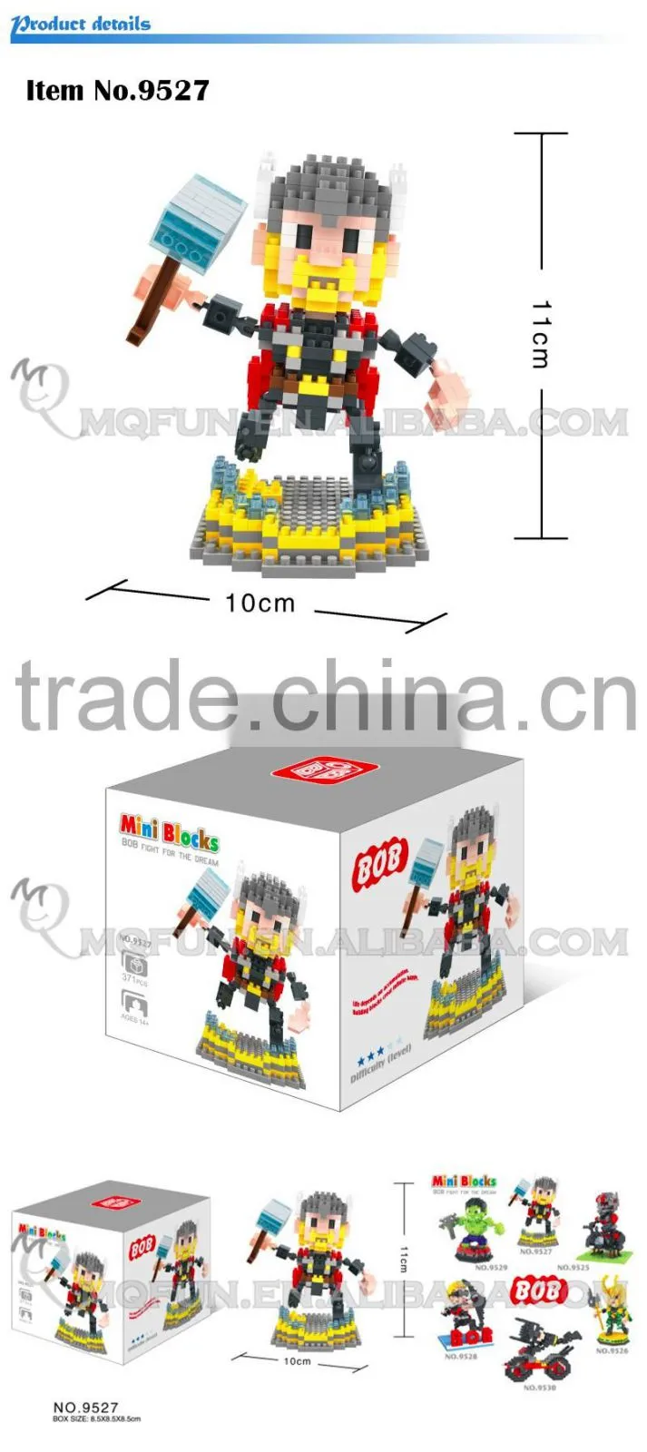 Mini Qute BOB 10 styles kawaii 3D avenger super hero plastic kids figures diamond building blocks brick model educational toy