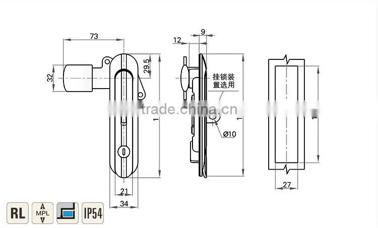 Cabinet or cubicle panel lock with zinc plated