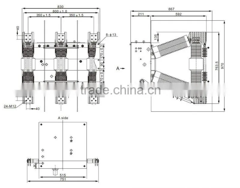 ZN12-12KV ZN12-40.5KV Indoor AC High Voltage Vacuum Circuit Breaker