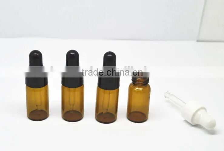 mini brown glass vial with plastic dropper closure 2ml