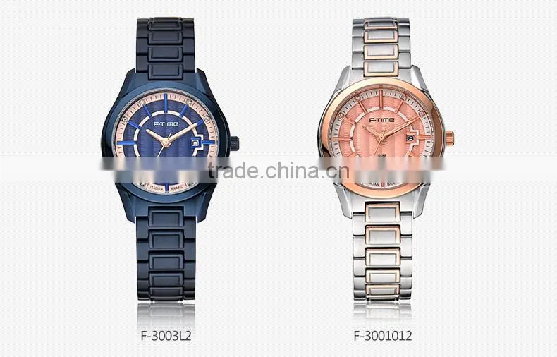 Gold Stainless Steel Jewelry Dial Date Watch 50m Water Resistant