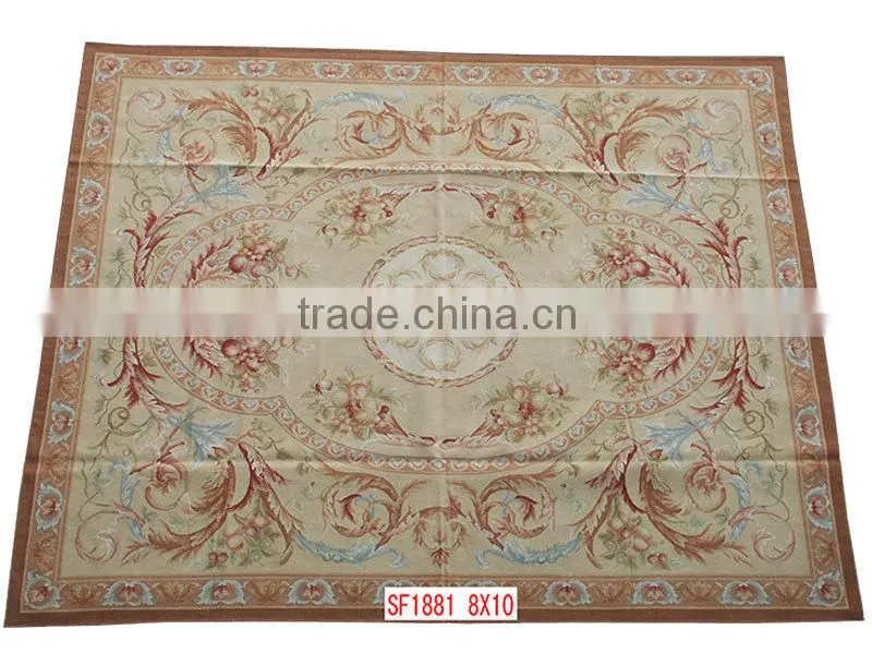 handmade superior New Zealand wool aubusson rug