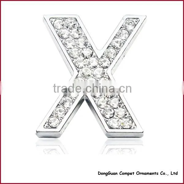 Diy pet Collar Accessories Alloy Alphabets 30mm Full Rhinestone Slide Letters