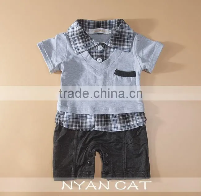 2016 New Arrival Baby Boy Kids Clothes Handsome Boy Jumpsuit Boy Lapel Rompers