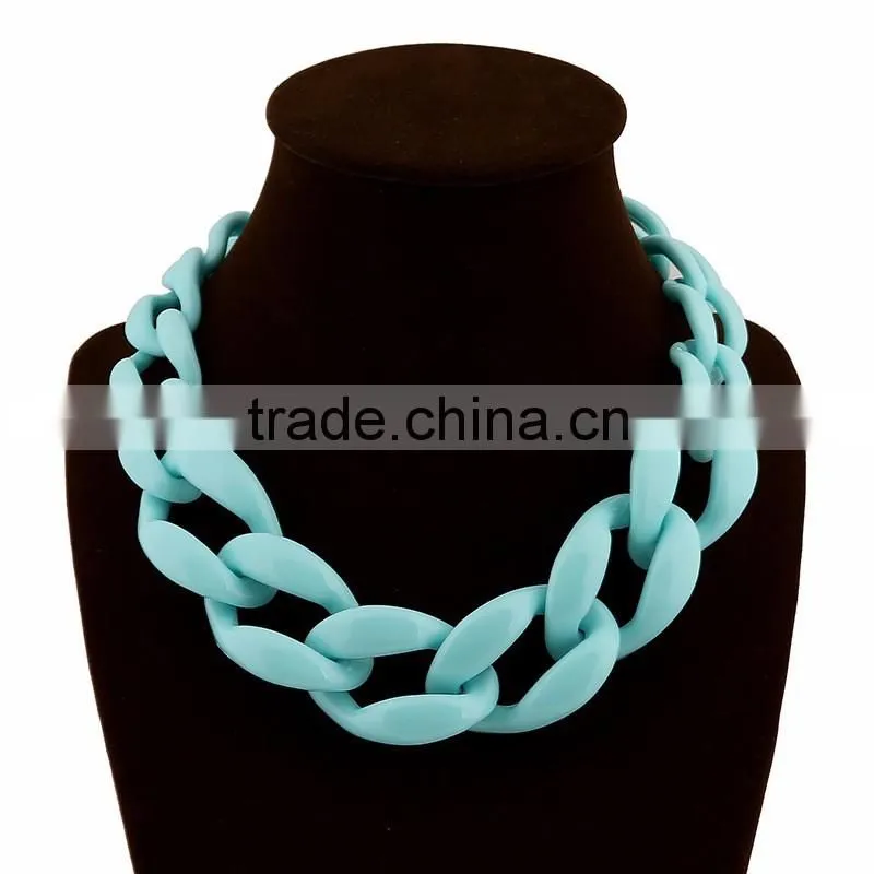 Multicolored Resin Acrylic Chain Chunky Statement Fashion Necklace 2016