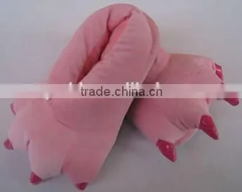 plush big foot slippers/Indoor plush animal tiger slippers/plush animal slippers