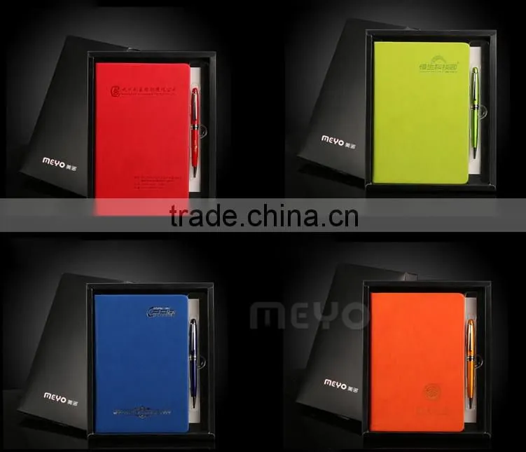 Colorful brand new notebook leather with ballpoint pen business gift set
