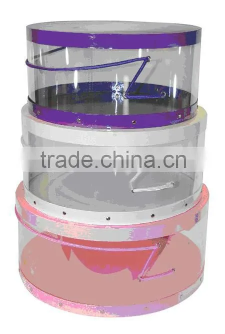 Transparent plastic round hat storage box with lids