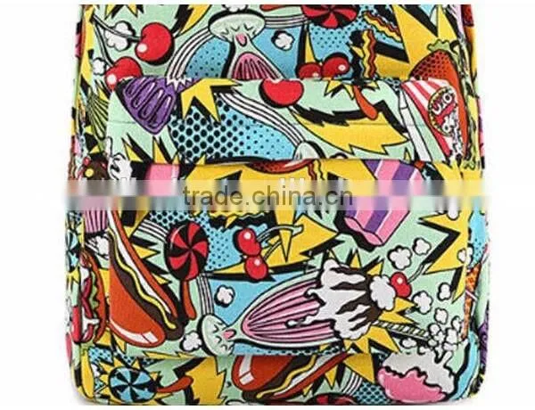 Hippie Facebook Canvas Backpacks Student School Bag Cartoon mc Print Rucksack Outdoor Travel Pack Graffit