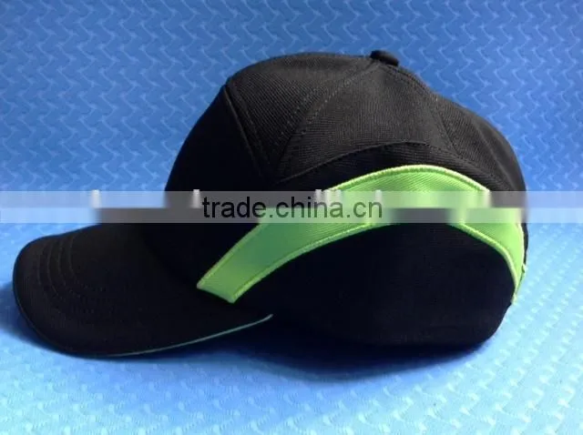 wholesale sports cap with green stripe,high quality sports cap