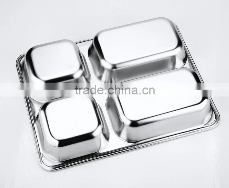 stainless steel lead and bpa free dinner square thick plate with cover for hotel 2015