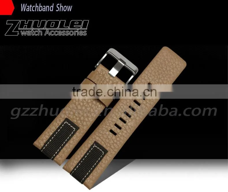 leather Watch Strap 26mm with fashionable stainless steel buckle Wholesale 3PCS
