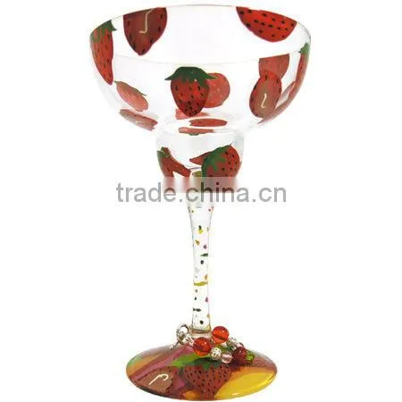Popular unique handpainted leadfree customized size Margaret glass handblown glassware supplier high quality