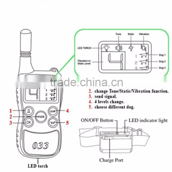 Dog remot training waterproof shock collar for 3 dogs training LY033