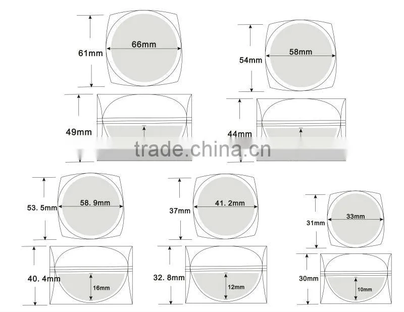 Square Acrylic Nail gel Packaging 5ml 10ml 15ml 30ml 50ml