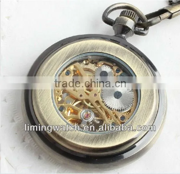 CT-1701 manufacurer of new products 2013 waterproof fashionable skeleton pocket watch skeleton watch winner