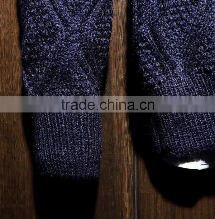 Fashion Leisure European style Men's long-sleeved sweater for cream colored cotton sweaters