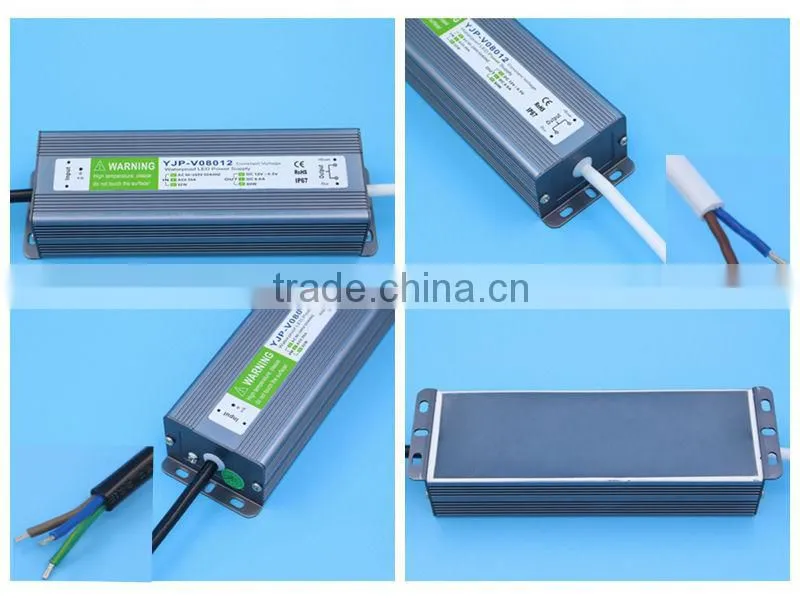 power supply 12v dc 72w 6 amp waterproof YJP-V08012 RoHS,CE-EMC,CE-LVD,IP67