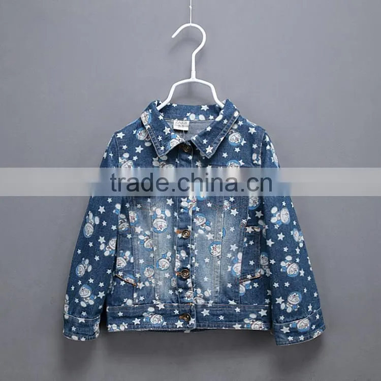 High Quality kids fashion cotton jacket cute cartoon printed Denim Outwear