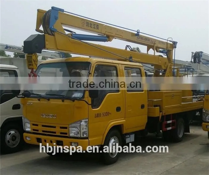14m Red aerial work platform truck