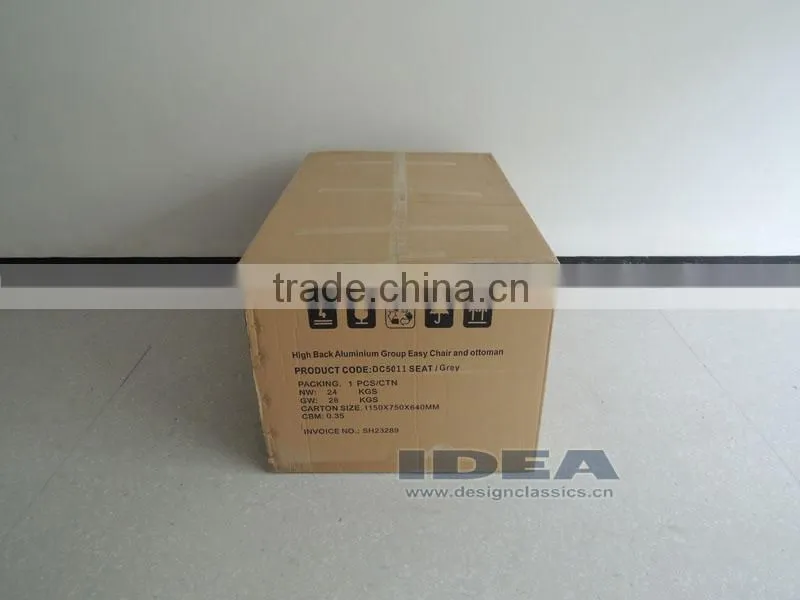 Replica Charles Aluminum Executive Easy Chair - Light Grey Genuine Leather