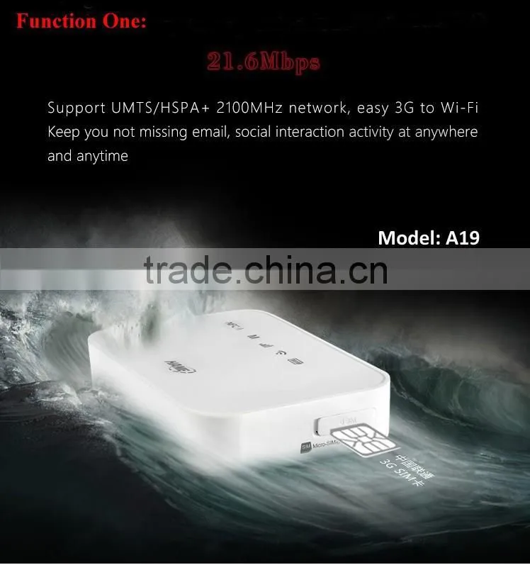 Pocket 3G HSPA+ SIM card Router with 5200mAh Power Bank hame A19 with NFC fast wifi connection