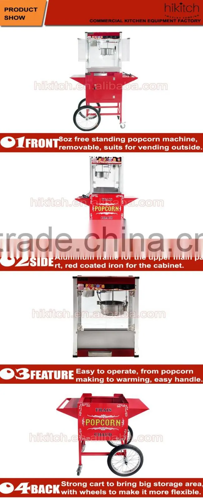 Vending equipment electric commercial 8oz wheel popcorn maker