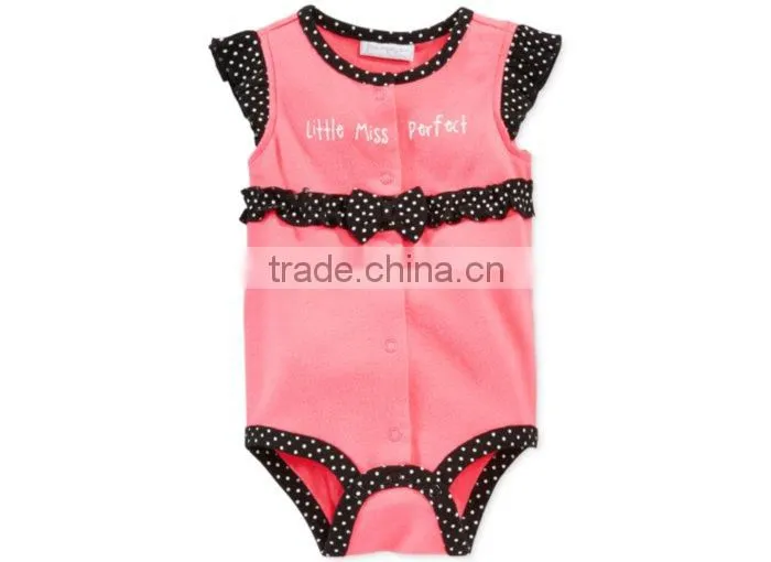 China Manufacturer Wholesale Baby Girls Printed Ruffle Sleeve Sweet Bow Romper