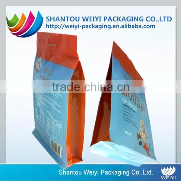 Customized flat bottom bag with zipper