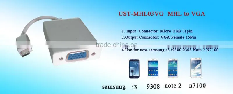 mhl to vga adapter cable for samsung galaxy note 3 note 2 s4 s3