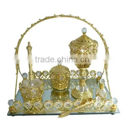 2015 decoative arab tray sets with crystal flower