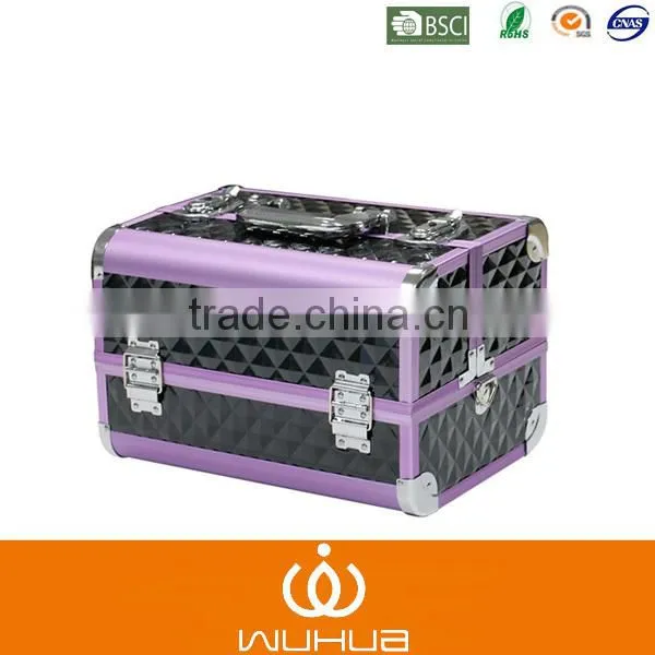 Professional silver large aluminum cosmetic case with combination lock