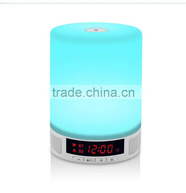 Smart Color led light bluetooth speaker Bed Lamp Wirless Speaker with alarm clock TF card playing