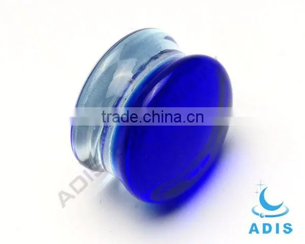 Gauges piercing jewelry Wholesale Glitter Blue Glass saddle ear plug