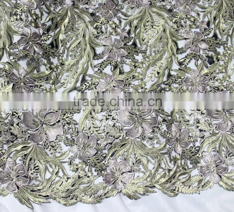 heavy lace fabric Dubai beaded embroidery designs flower lace chemical cord lace fabrics