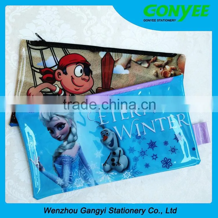 custom-made promotional pvc pen bag/pencil bag with zipper