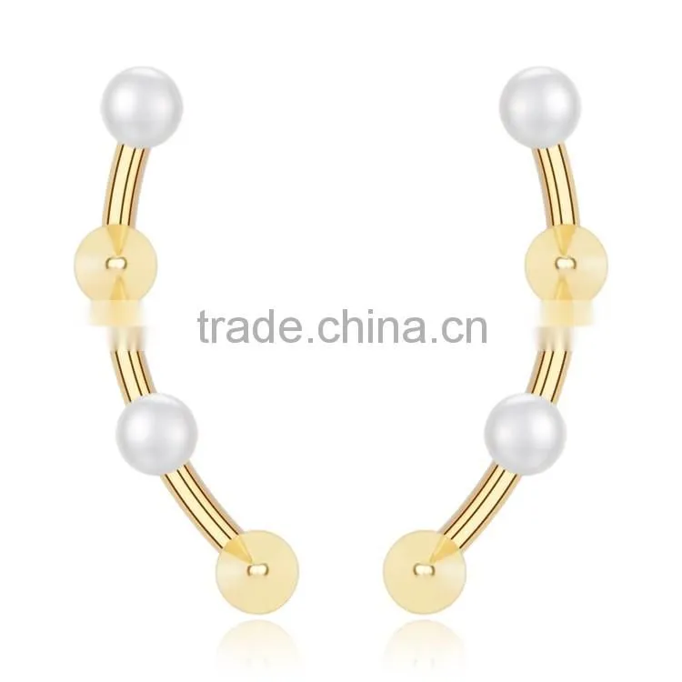 Kingman fashion 18K gold puddles big fake pearl earring