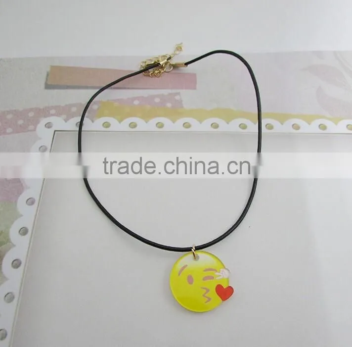 Wholesale IN STOCK 2016 New Emoji Smile Leather Necklace for Best Friends