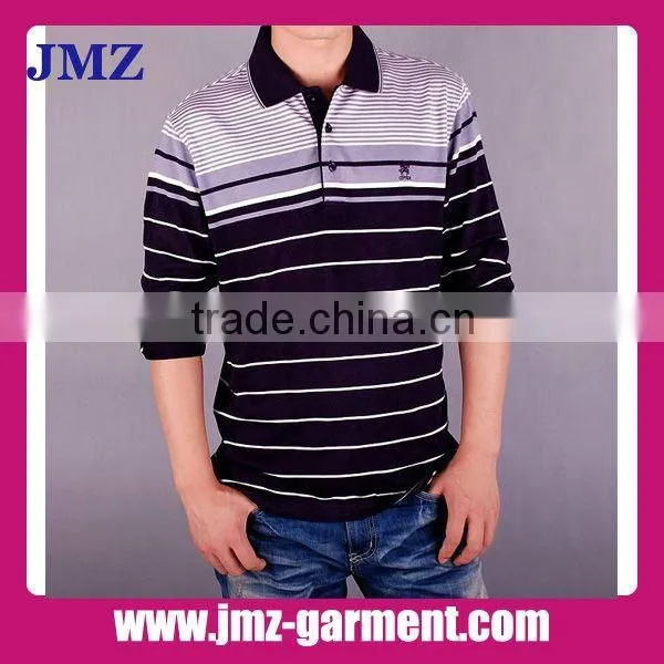 Long sleeve mens stripe polo shirts OEM