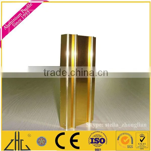 Wow!!Polishing silver aluminium profiles for bathroom, kitchen cabinet handle, wardrobe frame/polished golden aluminium profiles