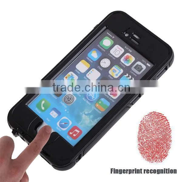 Black Fingerprint Recognition Shockproof Waterproof Phone Case for iPhone 6 4.7 Inch