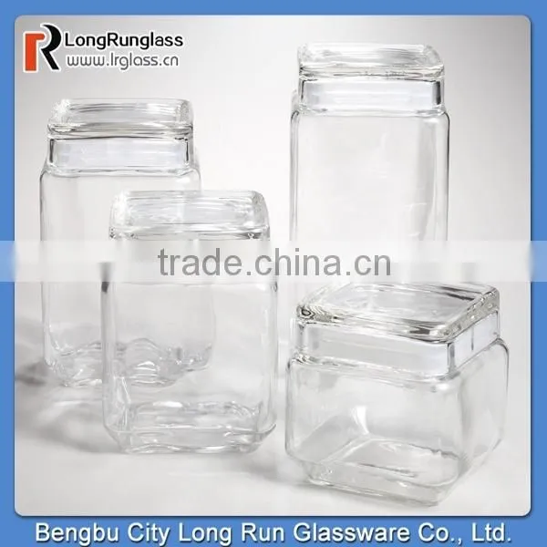 LongRun Stackable Square Glass Jars with Lids Hot Sale Kitchen Glassware