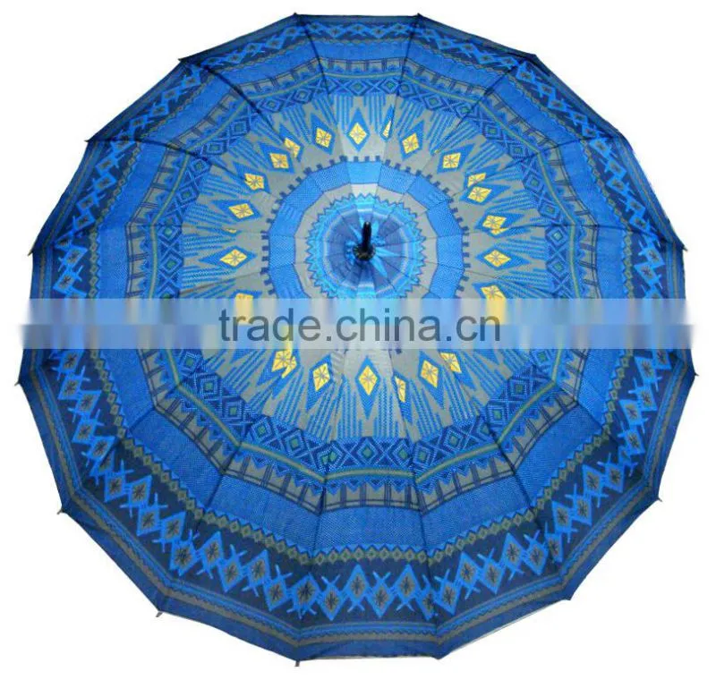 2016 Cheap Silver Printed Golf 16k 24k Wooden Handle Nigeria Wholesale Umbrella