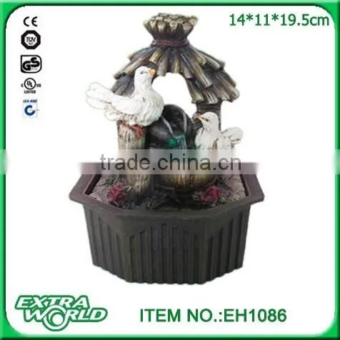 home decorative small fountain with bird drinking water