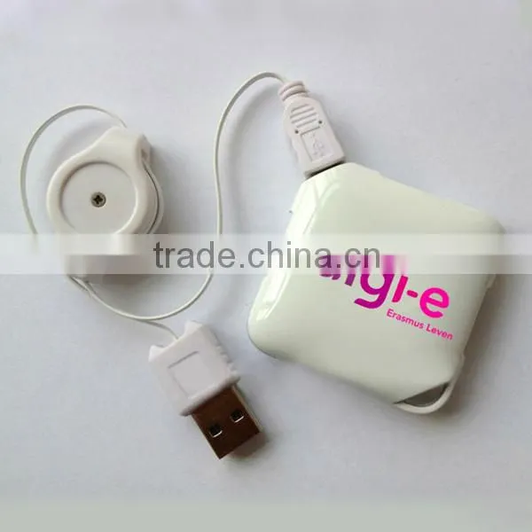 high speed mini 2.0 version portable 3port USB Hub with led back round light