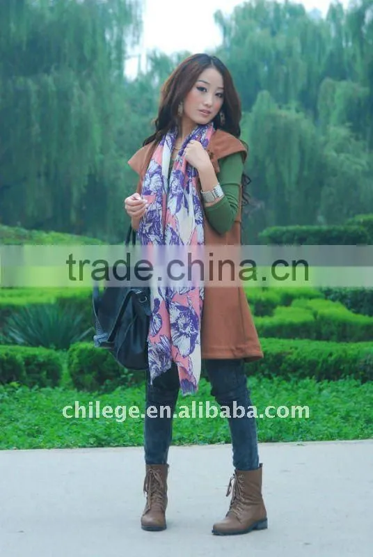 long wool printed ladies neck design/long neck scarves