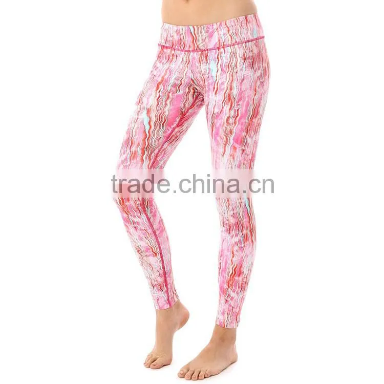 OEM supplier custom design fashion print mid waist unique tight woman yoga pants