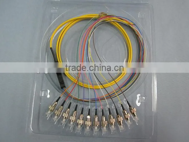 High Quality doublex 12 core optical fiber pigtail,12 color pigtail for network solution
